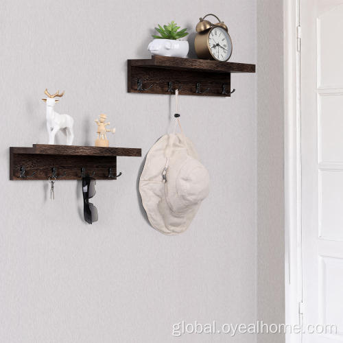 Wall Mounted Outfit Rack Wooden Rustic Coat Rack with Hooks Manufactory